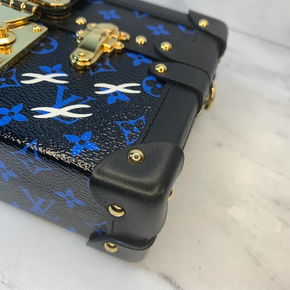 Louis Vuitton Petite Malle Trunk Crossbody shoulder bag Blue/Black Monogram LV - Picture 12 of 15
